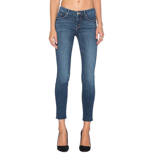 Mother Looker Ankle Fray Jeans Girl Crush Wash Low Rise Raw Hem Size 27 - Picture 1 of 15